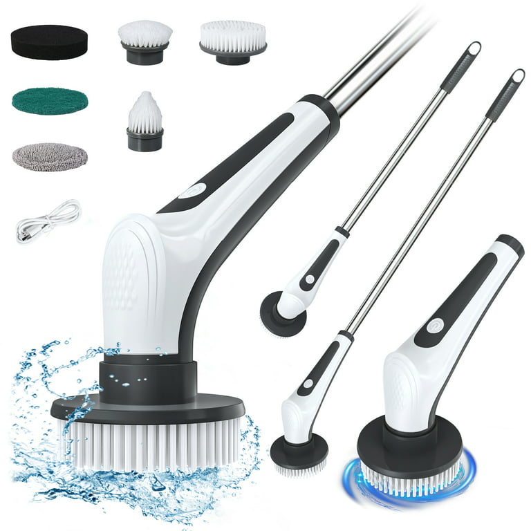 VAVSEA Electric Cleaning Brush,300/200RPM Dual Speed Conversion with 6 Brush  Heads,32-42 in Adjustable Extension for Tile,Wall,Bathroom 