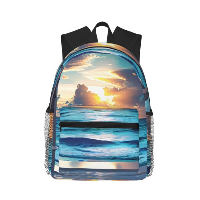 Disketp Ocean View Bedroom Mochila Ligera Clásica con Múltiples Bolsillos, Mochila Casual para Hombre y Mujer, Ideal para Escuela, Trabajo y Viajes