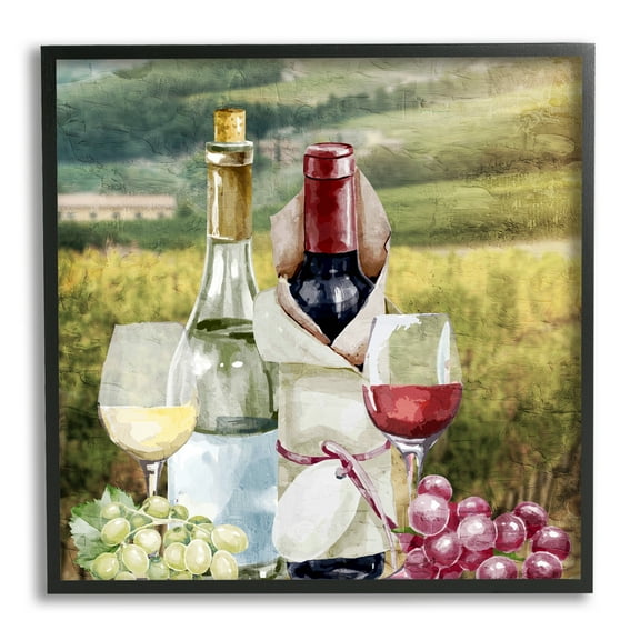 Stupell Industries Wine Tasting Landscape Food & Beverage Painting Black Framed Art Print Wall Art, 12 x 12