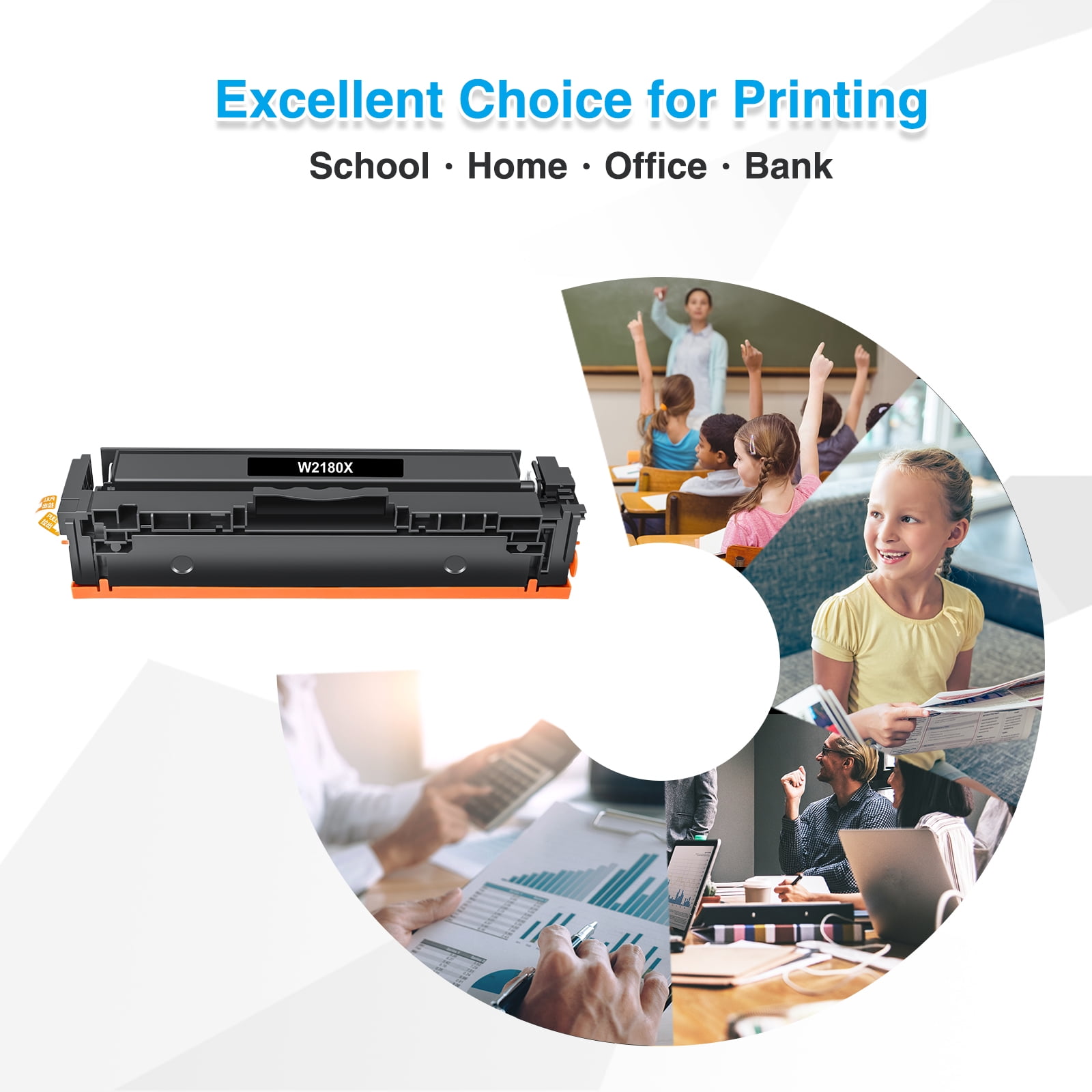 218X Toner Cartridges No-Chip Compatible for 218X W2180X 3201dw Color Laserjet Pro MFP 3301sdw 3301fdw 3201dw 3301cdw 3301 3201 Printer Ink Black Cyan Yellow Magenta, 4-Pack W2180A 218A Toner