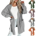 thumbnail image 6 of Lovskoo 2024 Cardigan Sweaters for Women Loose Casual Long Sleeve V-Neck Color Blocking Knitted Open Front Oversized Button Lightweight Sweater Coat Cardigan Outwear Olive Green, 6 of 6