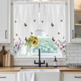 thumbnail image 6 of Spring Floral Butterfly Swag Valances for Windows, Kitchen Curtains 36 Inch Length 2 Panels Set, Farmhouse Flowers Botanical Short Curtains for Small Windows Rod Pocket Cafe Curtains Drapes 28"x36", 6 of 8