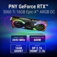 thumbnail image 2 of PNY ARGB OC GeForce RTX 5060 Ti 16GB 128-Bit GDDR7 DLSS 4.0 PCI Express 5.0 x8 Graphics Card RTX 5060 Ti 16GB Triple Fan ARGB OC VCG5060T16TFXXPB1-O, 2 of 20
