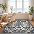 thumbnail image 3 of Design&I 8'x10' Washable Area Rug Gothic Wildflower Toile Botanical Scroll Border Vintage Moth Refined Structured for King Size Bedroom, Under Bed, Sleek Flatweave Pet Friendly, 3 of 7