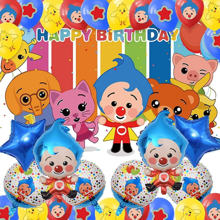 Plim Plim Birthday Party Supplies, Clown Balloons Include Background, Clown  Foil Balloon, Round Foil Balloon, Star Balloon, Latex Balloon, for boys and  girls themed parties. 