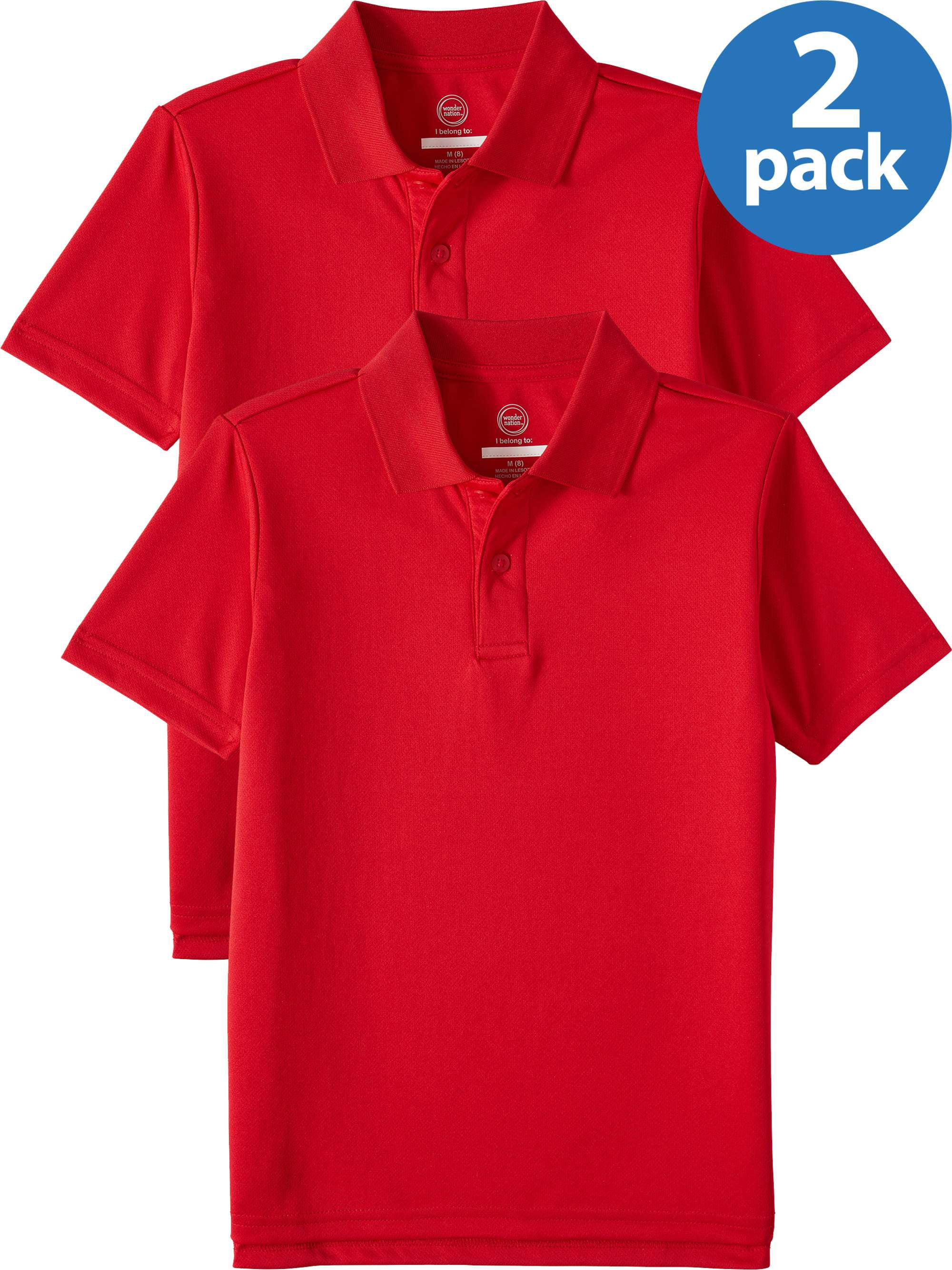 2 Pack Fruit of The Loom Childrens School Wear Uniform Kids Short Sleeve Polo Shirt