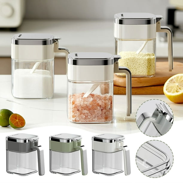 Fiudx Condimento de Vidrio Hermético de 380 Ml, Recipiente de Vidrio Resistente, Gran Capacidad, Fácil de Limpiar, Múltiples Usos para Especias, Jarabe de Arce y Cocina Casera. Blanco y Verde, 11,4 X