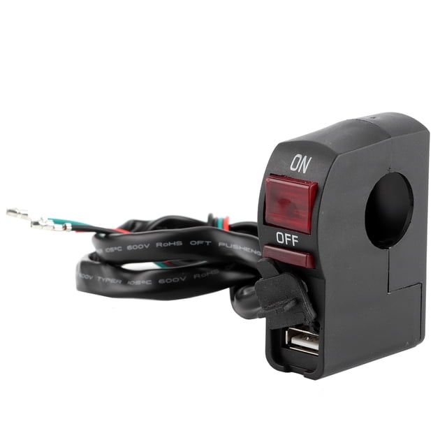 Cargador de manillar USB BuyWeek Interruptor de faro de motocicleta 5 V 2 A