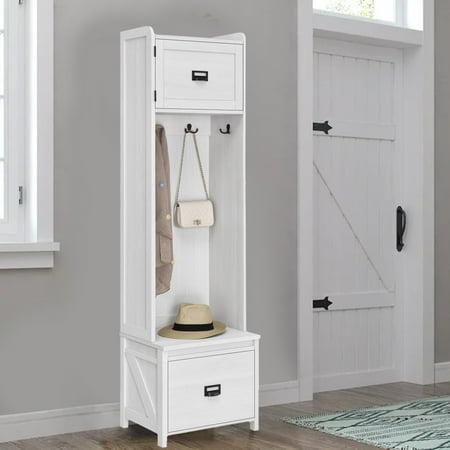 

Free-standing Storage Cabinet Modern Storage Closet Organizer with Hanging Hook & Drawer for Hallway Entryway Bedroom Living Room