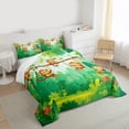 thumbnail image 3 of Homewish Zoo Animal Monkey Queen Comforter Set,Tropical Monstera Leaf Plam Bedding Sets,Green Brown Bedding Comforter Set For Boys Teens，Luxury Bedroom Decor,3pcs, 3 of 8
