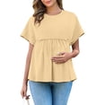 thumbnail image 6 of LADIGASU Clearance Womens Maternity Shirts Short Sleeve Crew Neck Tunic Top Casual Spring Summer Blouses Clothes, 6 of 8