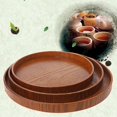 thumbnail image 2 of Natural Wooden Round Plate Tea Fruit Food Bakery Serving Tray Dishes Platter New, 2 of 4