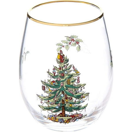 Christmas Tree Stemless Wine Glasses (Set of 4)