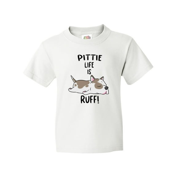 Inktastic Pittie Life is Ruff Spotted Pit Bull Youth T-Shirt