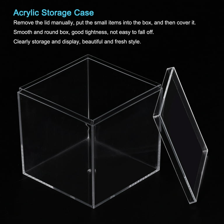 Uxcell Clear Acrylic Plastic Storage Box Square Display Case with Lid, 9.5x9.5x9.5CM Container Box for Small Item, 2pcs