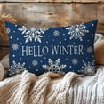 thumbnail image 4 of Christmas Hello Winter Snowflake Throw Pillow Cover 12x20 Inch Navy Blue Outdoor Christmas Decorations Xmas Holiday Lumbar Decorative Pillow Case for Couch Home Room Décor, 4 of 6