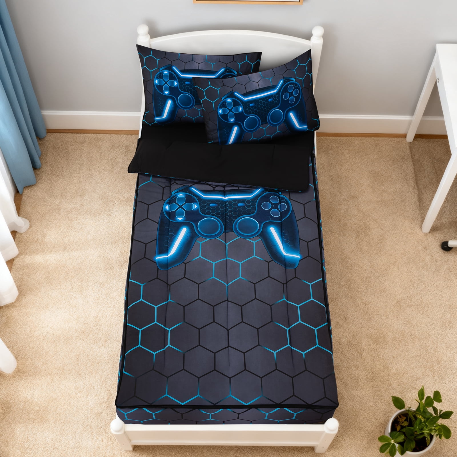 Btargot Galaxy Space Zipper Comforter Set Twin for Kids Boys Planet Constellation Bedding Set