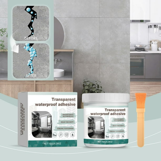 Pegamento sellador impermeable | Fórmula transparente sin rastros para paredes de madera, hormigón, mampostería, cubiertas, vallas, entradas de vehículos | Secado rápido | Protección para todo tipo