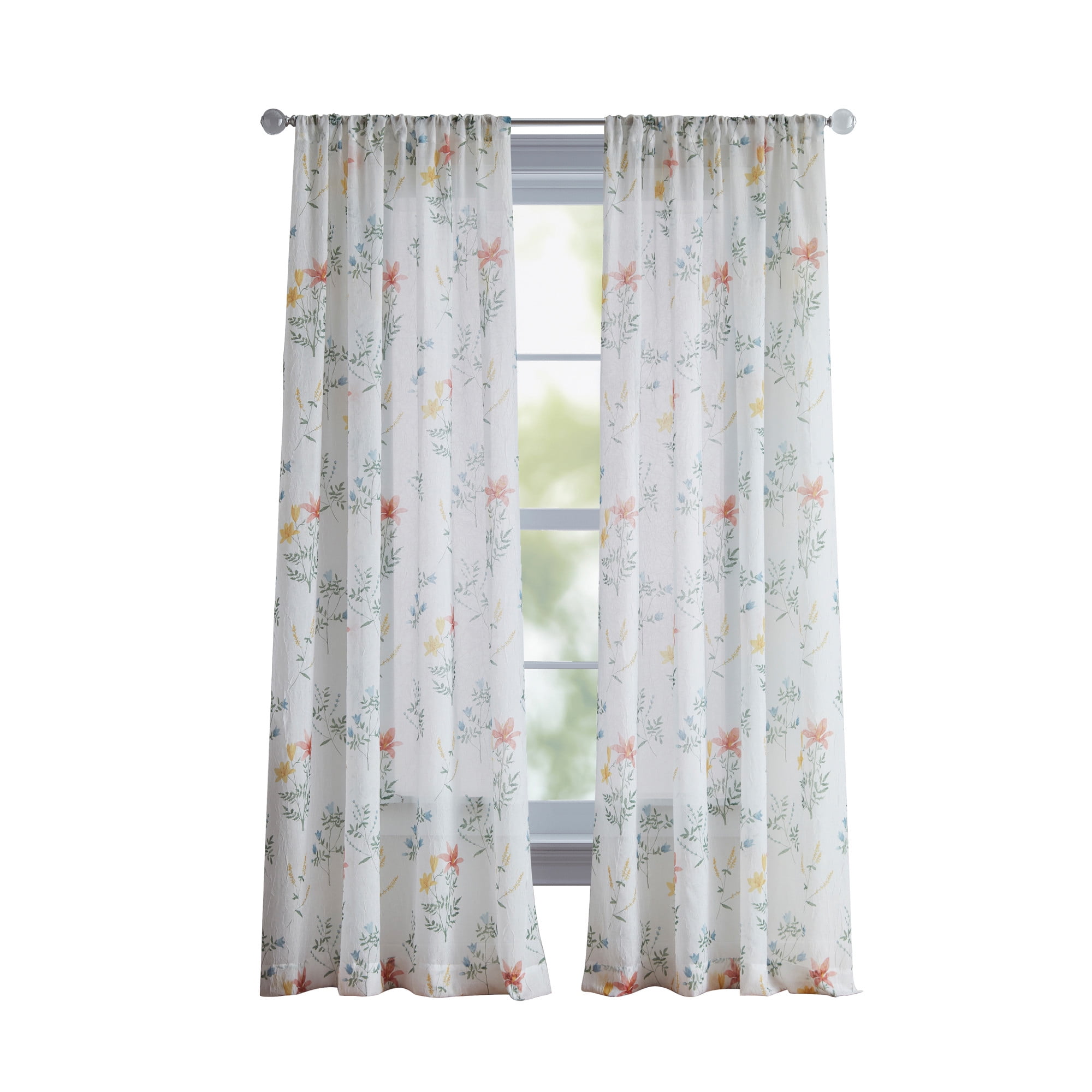 Curtainworks Primavera Crushed Voile Curtain Panel Pair, Multi, 100% Polyester, 51"W x 84"L, Adult