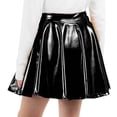 thumbnail image 4 of WMTBSRSW Girls Metallic Skater Skirt Kids Shiny Pleated High Waist A Line Mini Skort with Built in Shorts Dance Party Black 10-11 Years, 4 of 6