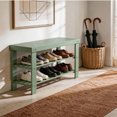 thumbnail image 2 of Ktaxon 36" Solid Wood Shoe Bench 3-Tier Shoe Storage Rack Organizer for Entryway Hallway Closet Living Room Bathroom, Forest Green, 2 of 18