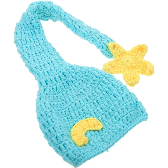 KAKOWELY Sombrero de cola larga tejido a crochet hecho a mano para fotografía de bebé recién nacido, niña y niño