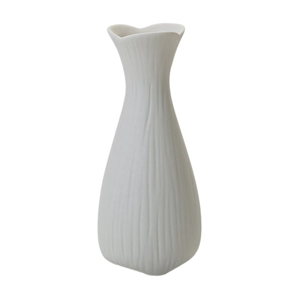 Jarrón de cerámica para arreglos florales, jarrón decorativo blanco moderno y minimalista para centro de mesa de sala de estar, comedor, cocina, oficina o estante, 7.87 x 3.46 pulgadas.