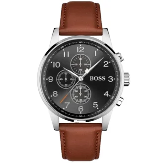 BN0142BKBKG Men's Classic Black Dial Black Leather Strap GMT Watch