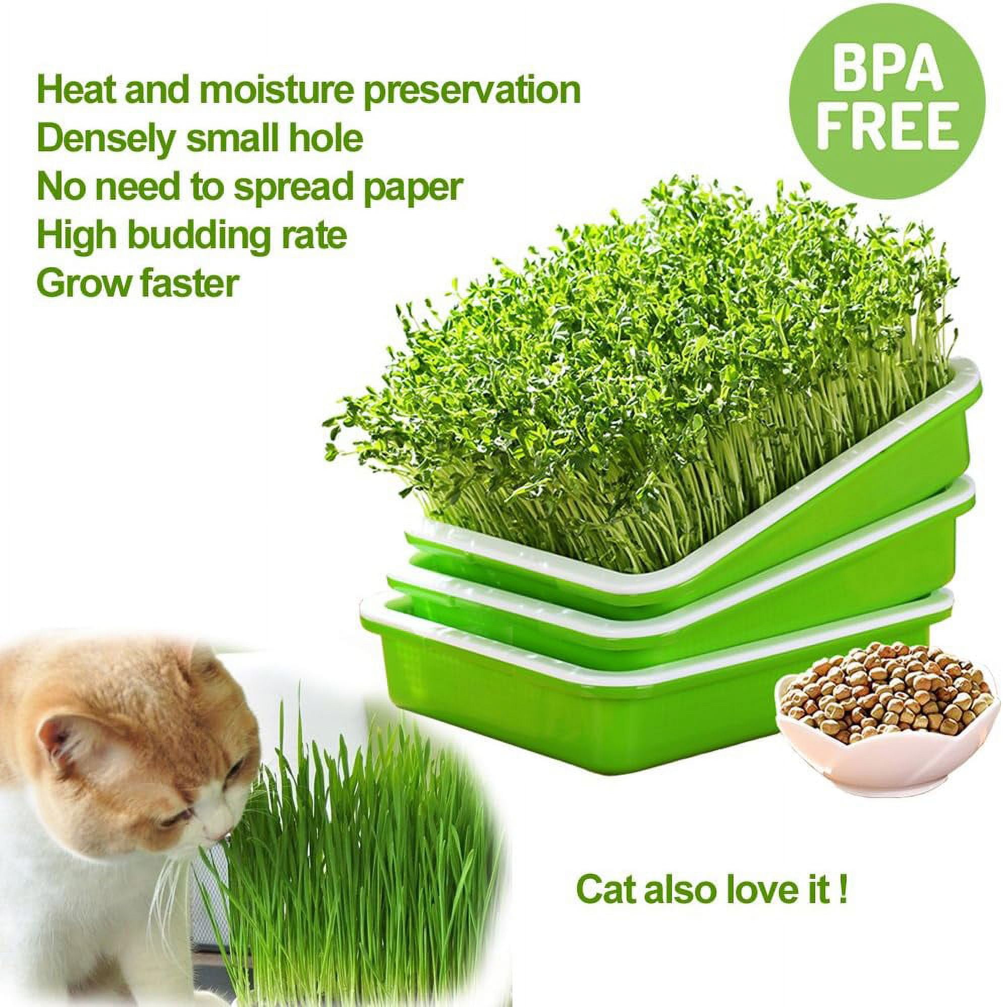 Tutuviw Set of 5 Garden Seed Sprouter Tray BPA Free PP Soil-Free Big Capacity Healthy Wheatgrass Grower with Lid Sprouting 13x9.5x1.8inches