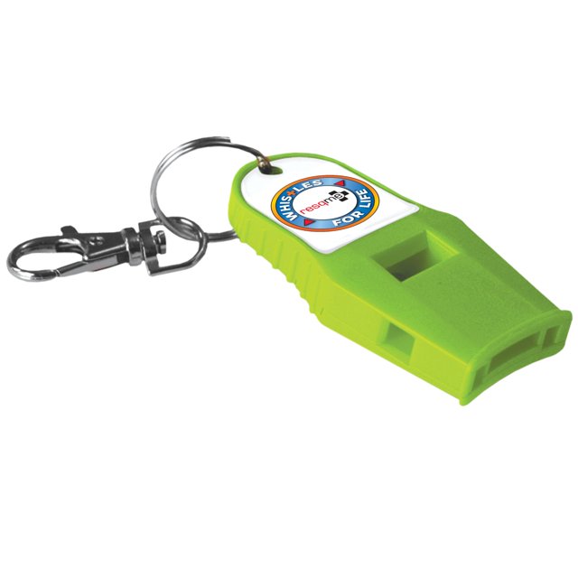 Silbato RESQME, verde neón, 120 dB, ruidoso, supervivencia y seguridad
