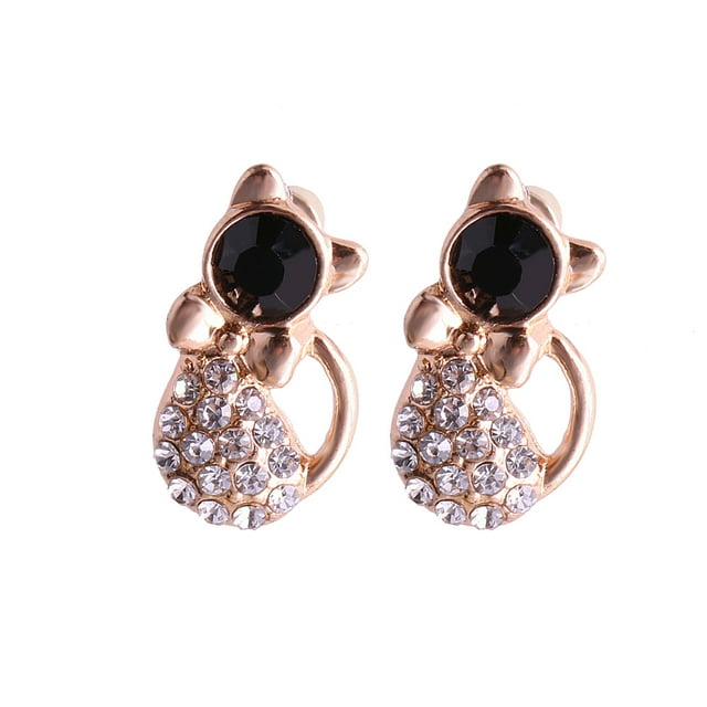 Pendientes con owknot gato brilnte Pendientes otón y negro Hugo Pendientes de oreja de gato