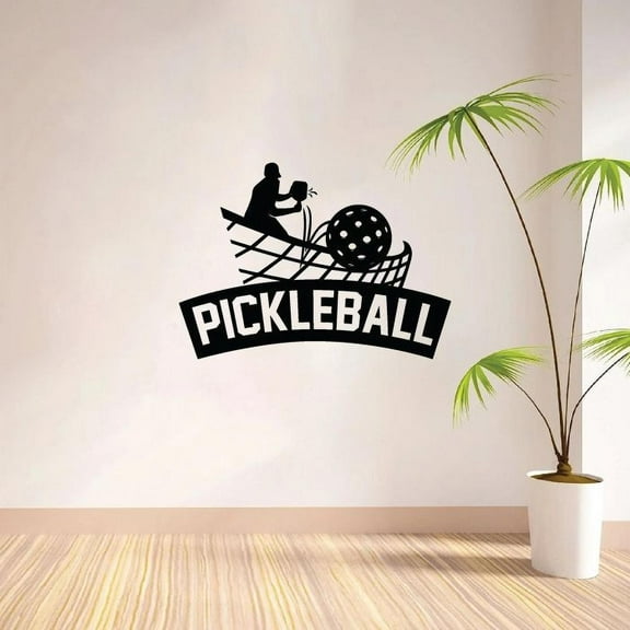 Pickleball Signage Pickleball Player Silhouette Vinyl Wall Sticker Art Decal Sports Living Room Garage Design Pickleball Sports House Home Decor Wall Sticker Vinyl Decoration Size (24x40 inch)