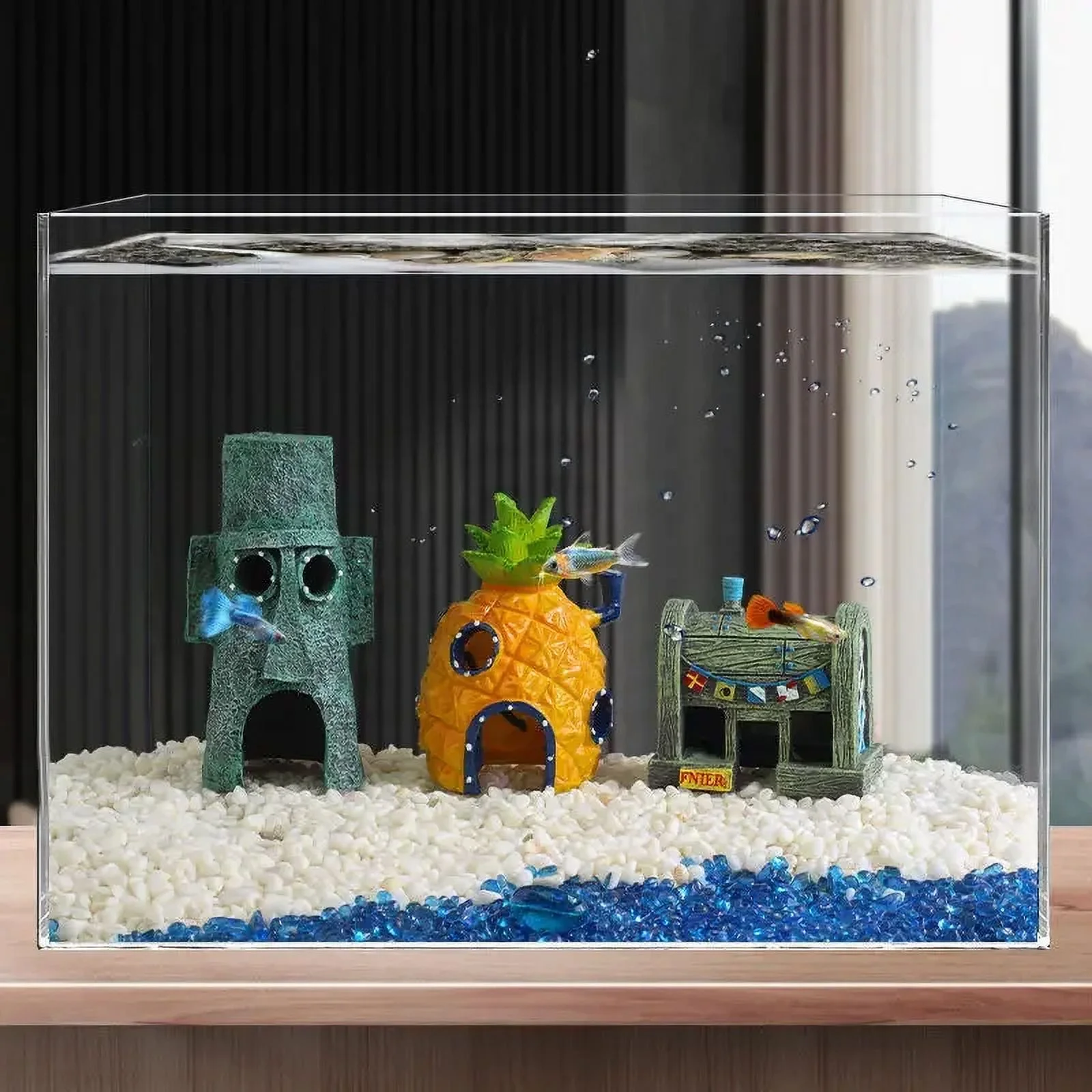 bikini bottom fish tank accessories Penn-Plax Spongebob 16-Piece Aquarium Decor Kit for 10 Gallon Tanks