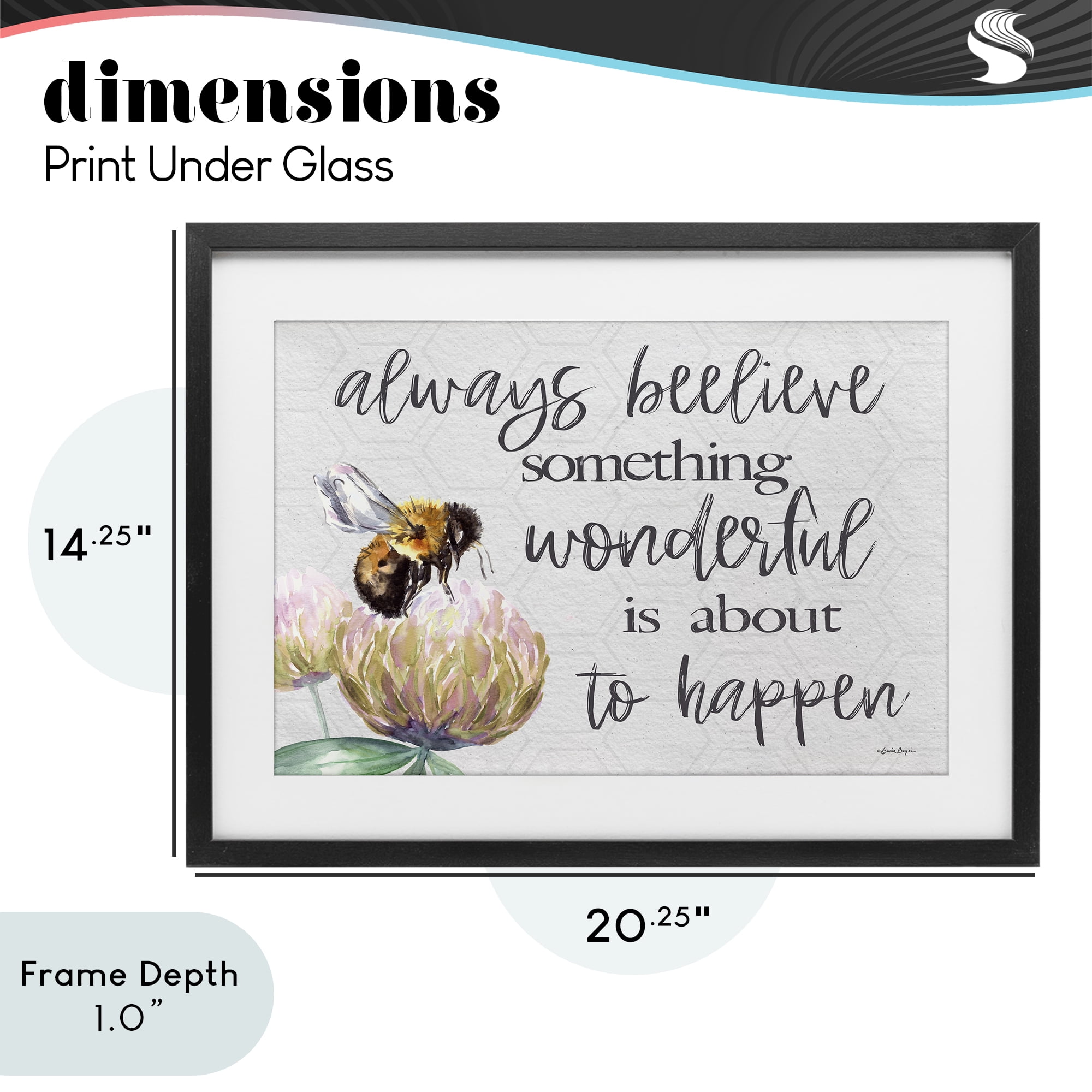 Stupell Industries Always Believe Something Wonderful Black Framed Print Under Glass, design by Susie Boyer