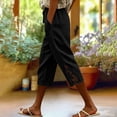 thumbnail image 2 of Kezqiaxn Capris Pants for Women Summer Lace Elastic Waist Loose Cropped Pants with Pockets Womens Capri Pants, 2 of 9