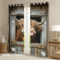 thumbnail image 2 of Manfei Funny Animal Black Out Curtains, Cute Highland Cow Curtains Pack of 2 (42x63 Each), Brown Gray Barn Door Bedroom Curtains, Luxurious Farmhouse Home Decor, 2 of 6
