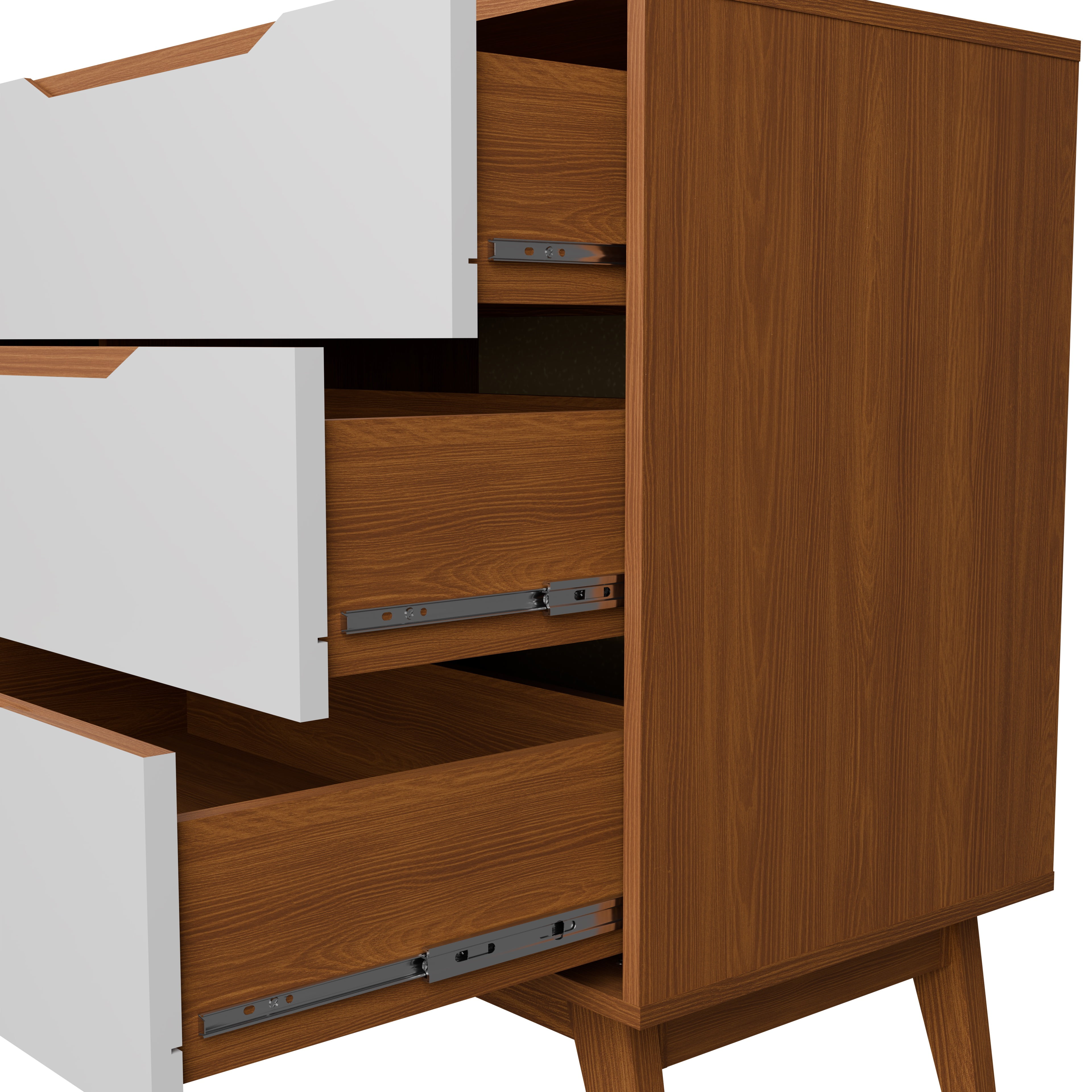 Kappesberg Rio 6-Drawer Dresser with Built-in Handles and Telescopic Slides - Golden Oak/White - for Adults and Teens