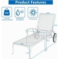 thumbnail image 3 of VINGLI Cast Aluminum Outdoor Chaise Lounge Chair with Wheels, Tanning Chair with 3-Position Adjustable Backrest, Patio Chaise Lounge Reclining Chair Poolside Lounge Chair (White, Without Cushion), 3 of 7