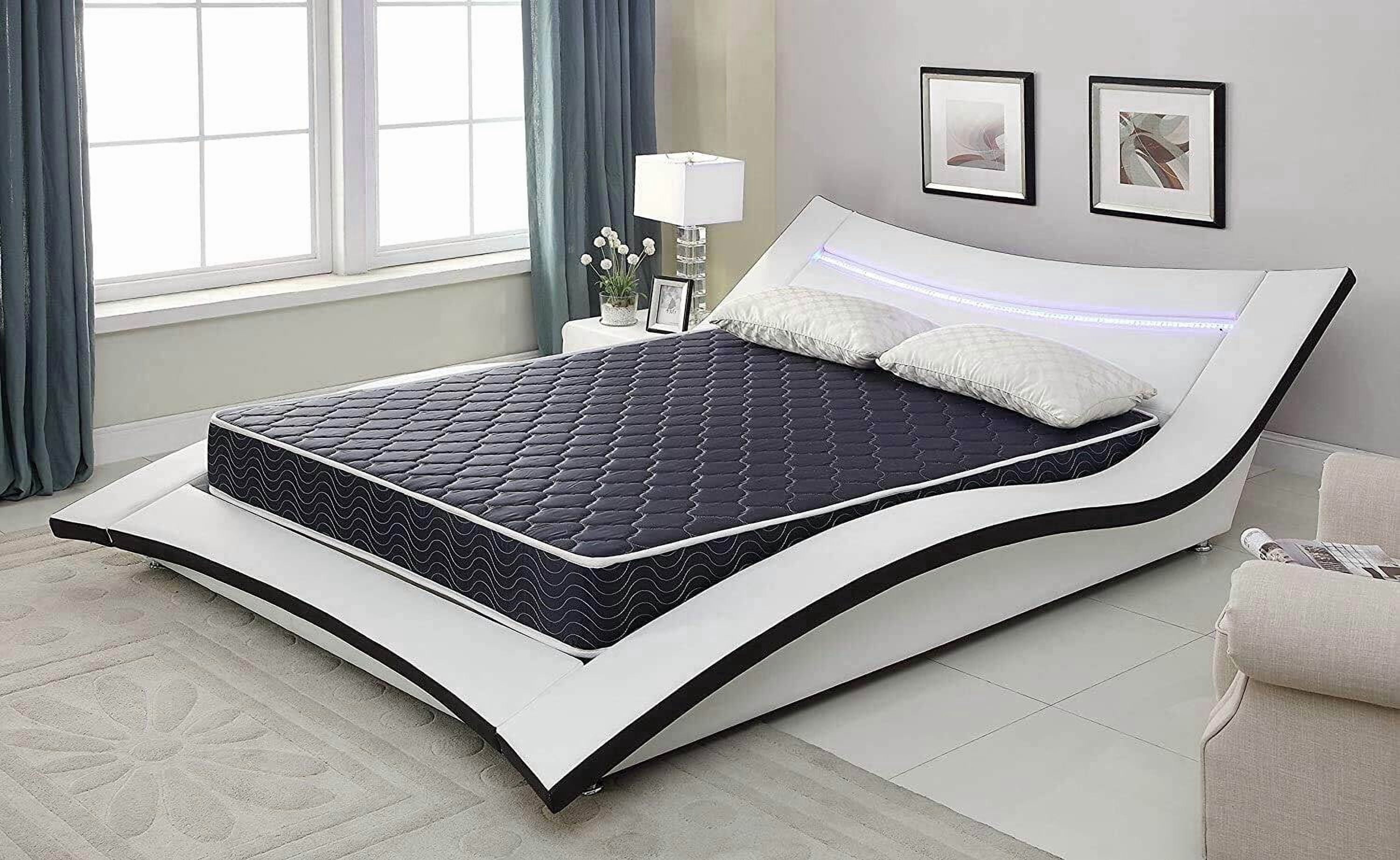Innerspring Mattresses, 6-inch waterproof high-density foam mattress with navy blue diamond-quilted breathable fabric. Quilting ensures both style and airflow for cool sleep.Full size
