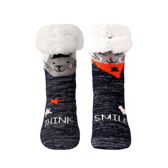 IROINNID Ankle Socks for Men and Women Christmas Gifts Winter Warm Cotton Plush Thicker Anti-slip Floor Socks Knit Soft Socks Reduced,Gray