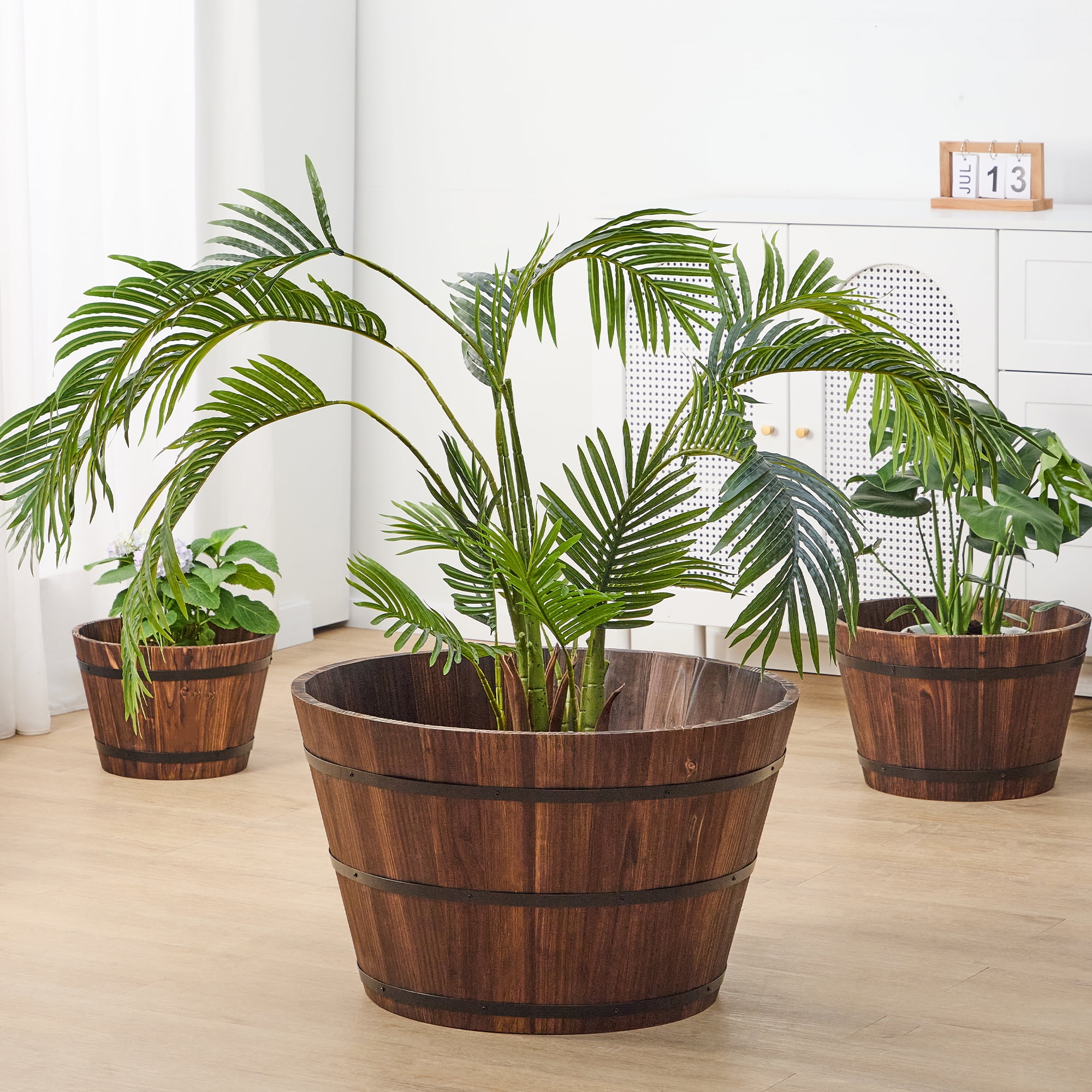 Better Homes & Gardens 26 in Wood Whiskey Barrel Planter