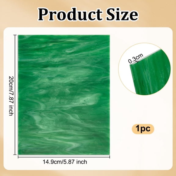 1pc Green Glass sheet Mosaic Tiles 5.87 x 7.87 Inches 3mm Thick 1 Count 1 Piece Modern style Polished Finish Square Edge Rectangular Shape Not Water Resistant
