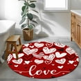 thumbnail image 4 of Red Love Valentines Large Area Rugs for Bedroom Living Room, Soft Non Slip Carpet Bedside Rug, Black White Love Heart Round Floor Cover Kitchen Accent Rug 3' for Dining Room/Office, 4 of 9