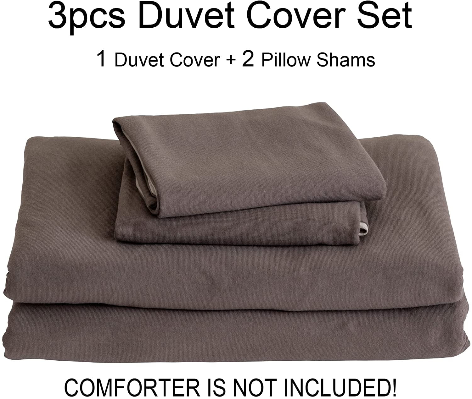 PURE ERA 3pc Duvet Cover Set-Jersey Knit Cotton 100% T-Shirt Cotton-Reversible Cover Super Soft Stretchy-King Size,Solid Brown/Tan