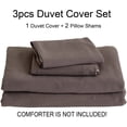 thumbnail image 3 of Pure Era Reversible Jersey Knit Cotton Duvet Cover Set 2xPillow Shams (Solid Brown/Tan,Queen), 3 of 7