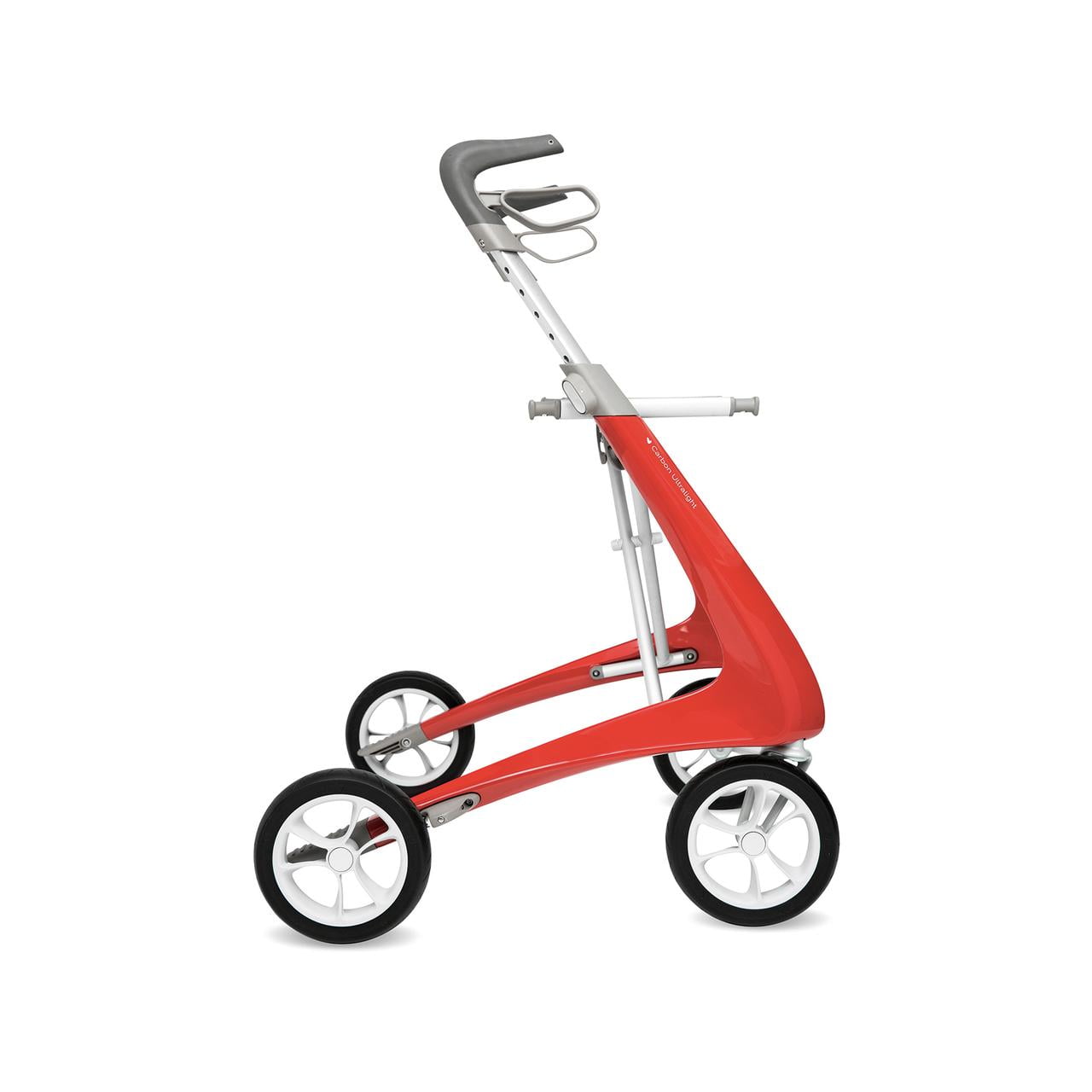 byACRE Carbon Ultralight Compact Rollator, 16.1" Seat Width, Red Frame, Supports up to 285lbs