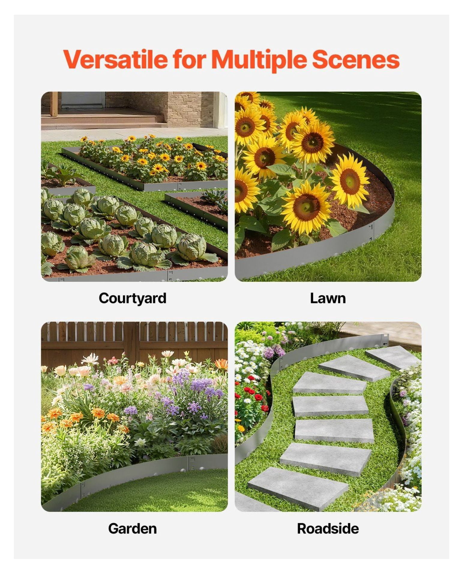 Steel Landscape Edging 5 Pack, 39x4in Metal Garden Border