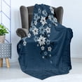 thumbnail image 4 of Floral Soft Flannel Fleece Blanket, Spring Blooms on Grunge Backdrop Classic Petal Flourishing Season Essence Theme, Cozy Plush for Indoor and Outdoor Use, 70" x 90", Night Blue Dust, by Ambesonne, 4 of 5