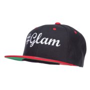 Glam Embroidered Two Tone Snapback - Black Red OSFM