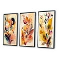 thumbnail image 3 of Designart "Watercolor Blooms Autumn Flowers II" Abstract Botanicals Framed Wall Art Set Of 3 - Brown Modern Frame Gallery Wall Set For Home Decor, 3 of 6
